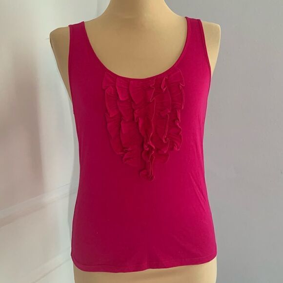 Lauren Ralph Lauren Hot Pink Ruffled Tank Top - Picture 1 of 5